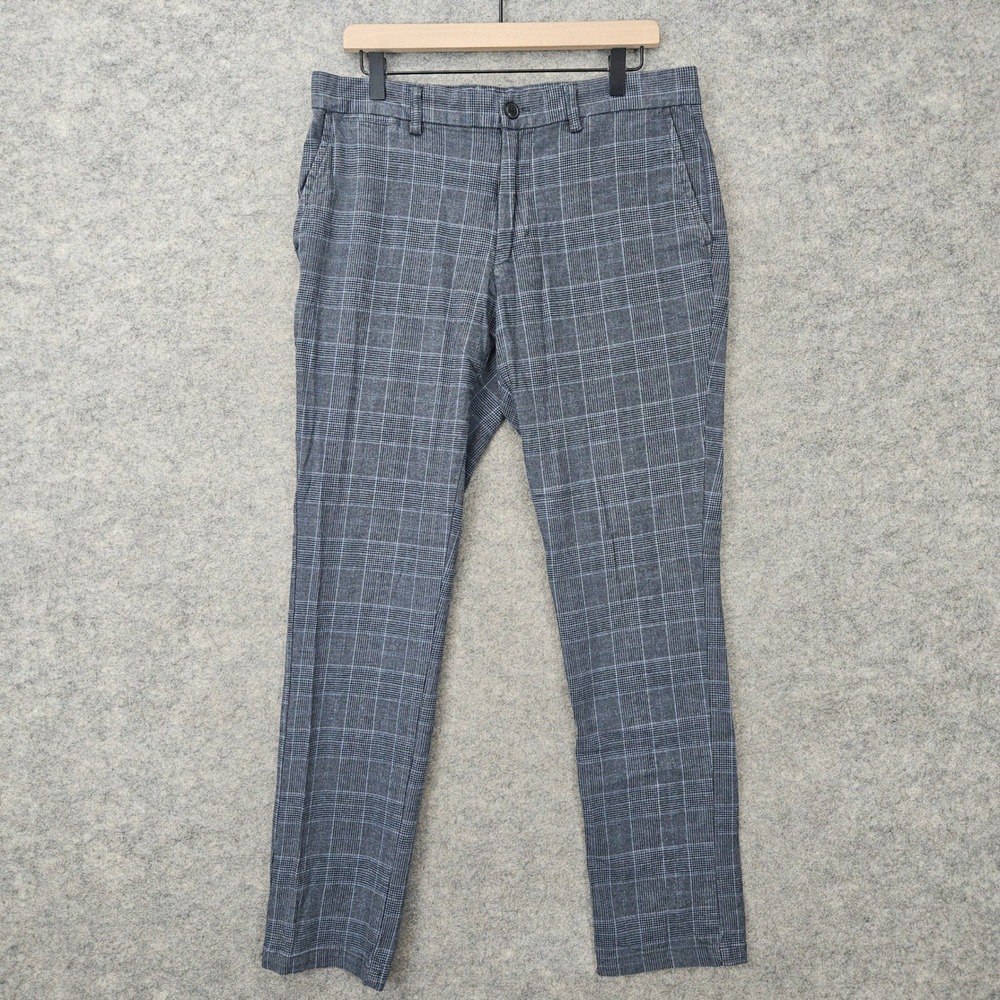Old Navy Ultimate Slim Pants Men's 33x32 Charcoal Plaid Built-In Flex Chinos